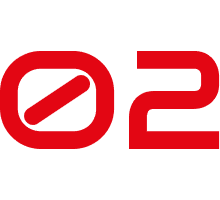 Stylized red O2 symbol