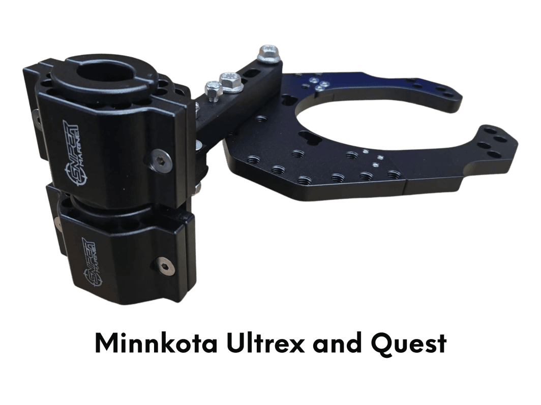 Black metal trolling motor mount