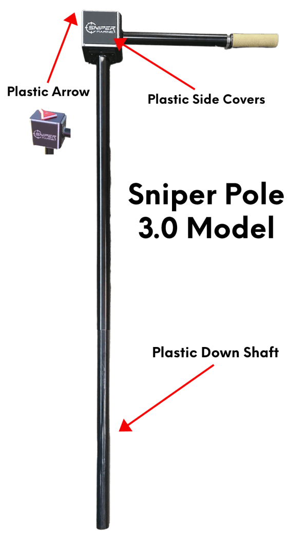 Metal detector with black and red arrows