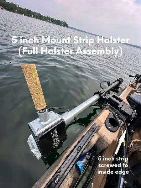 Boat-mounted strip holster on water