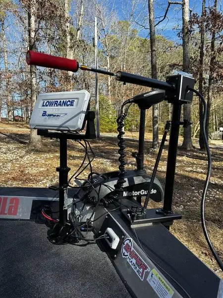 Lowrance and MotorGuide on boat