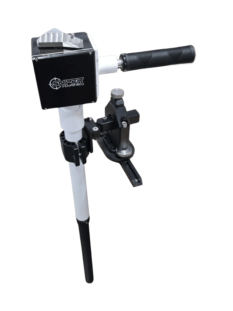 Metal detector device on black background