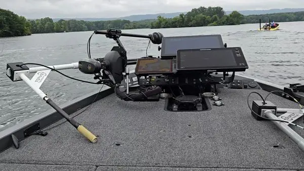 Fishing boat deck with electronic equipment