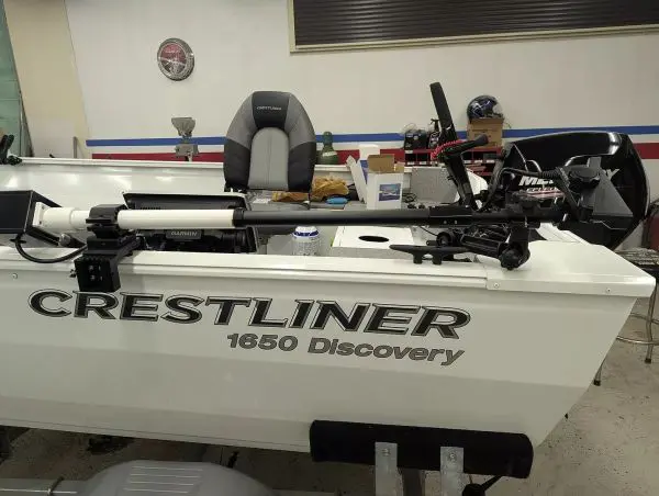 Fishing boat in a garage