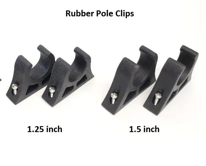 Rubber pole clips, two sizes displayed