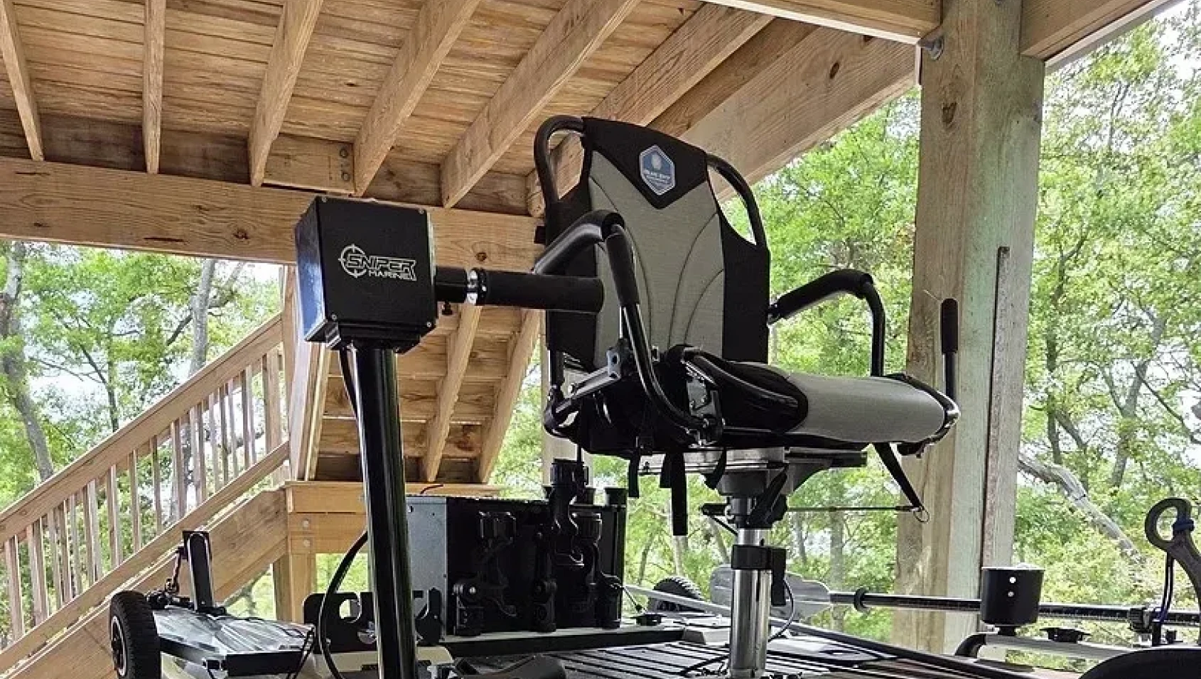 Elevated seating on a fishing boat