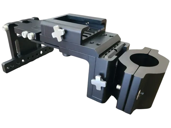 Black metal camera mounting bracket