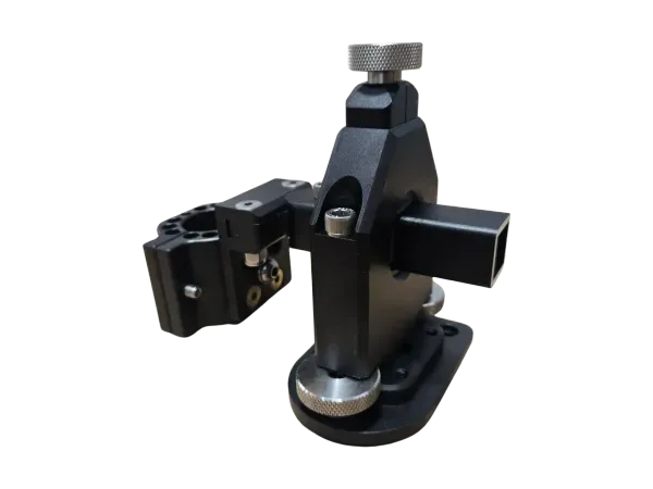 Black mechanical device with metal components