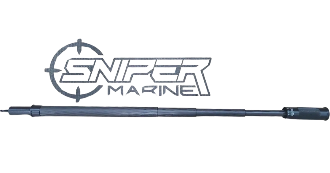 Sniper Marine fishing rod on black background.