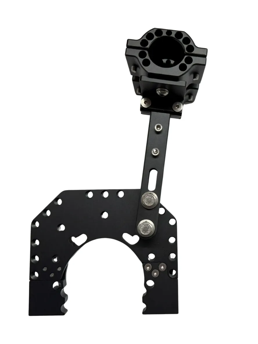Black mechanical bracket with multiple holes